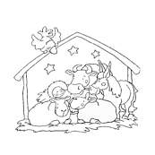 coloriage animaux creche de noel